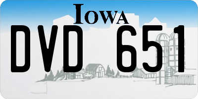 IA license plate DVD651