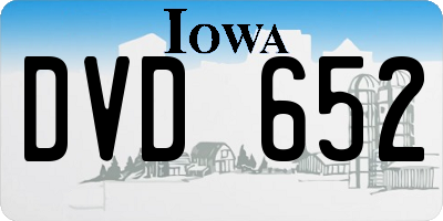 IA license plate DVD652