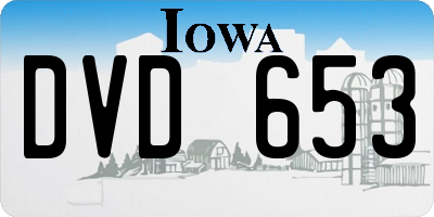 IA license plate DVD653