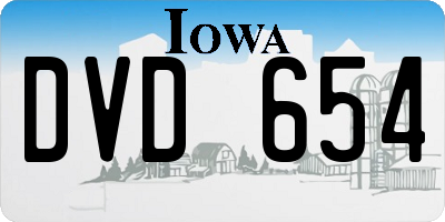 IA license plate DVD654
