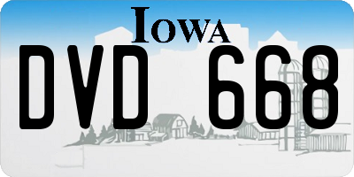 IA license plate DVD668