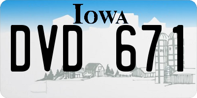 IA license plate DVD671