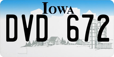 IA license plate DVD672