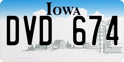 IA license plate DVD674