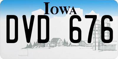 IA license plate DVD676