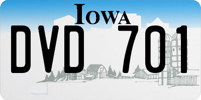 IA license plate DVD701