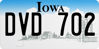 IA license plate DVD702