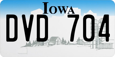 IA license plate DVD704