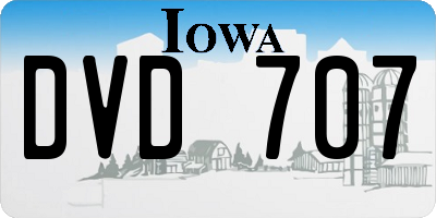 IA license plate DVD707