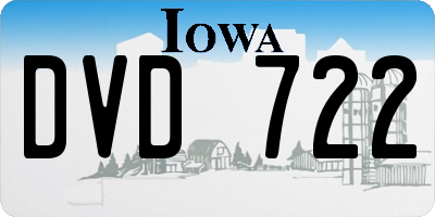 IA license plate DVD722