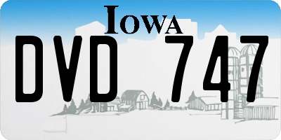 IA license plate DVD747