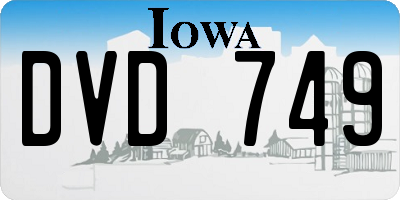 IA license plate DVD749