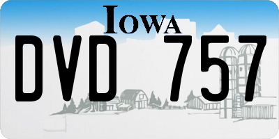 IA license plate DVD757