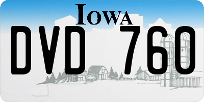 IA license plate DVD760