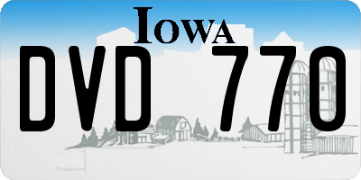 IA license plate DVD770