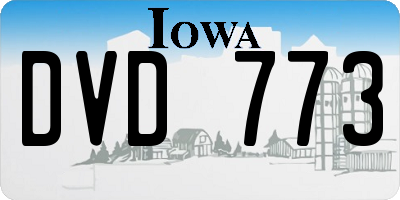 IA license plate DVD773