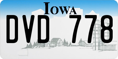 IA license plate DVD778