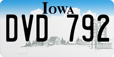 IA license plate DVD792