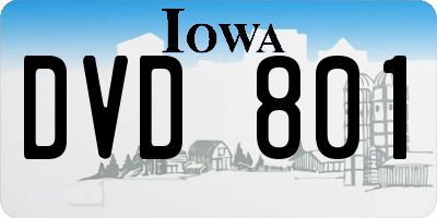 IA license plate DVD801
