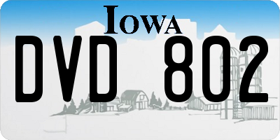 IA license plate DVD802
