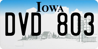 IA license plate DVD803