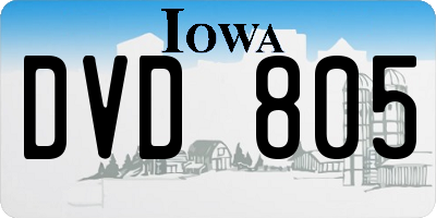 IA license plate DVD805