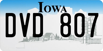 IA license plate DVD807