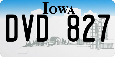 IA license plate DVD827