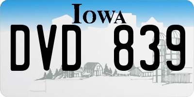 IA license plate DVD839