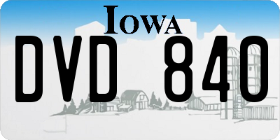 IA license plate DVD840