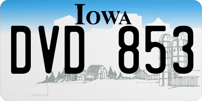 IA license plate DVD853
