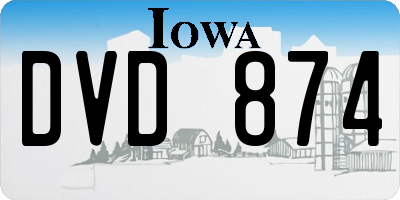 IA license plate DVD874