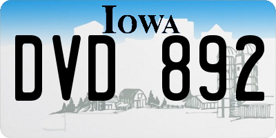 IA license plate DVD892