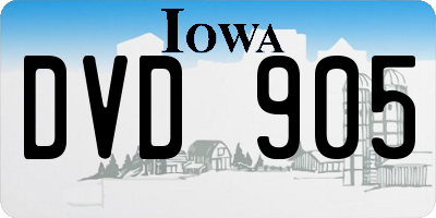 IA license plate DVD905