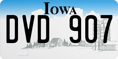 IA license plate DVD907