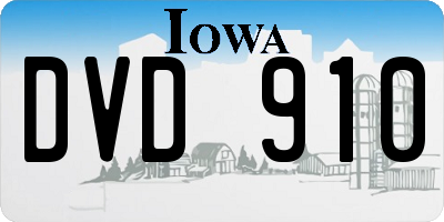 IA license plate DVD910
