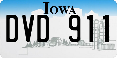 IA license plate DVD911
