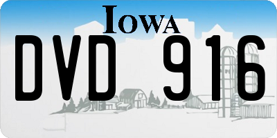 IA license plate DVD916