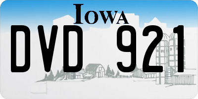 IA license plate DVD921