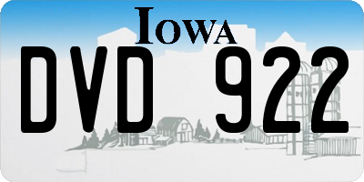 IA license plate DVD922