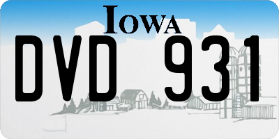 IA license plate DVD931