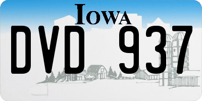 IA license plate DVD937