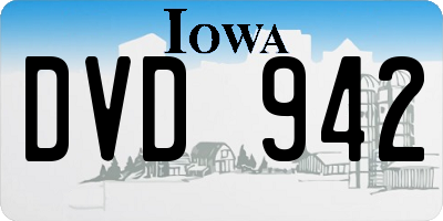 IA license plate DVD942