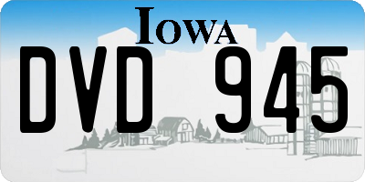 IA license plate DVD945