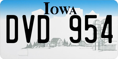 IA license plate DVD954