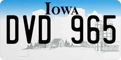 IA license plate DVD965