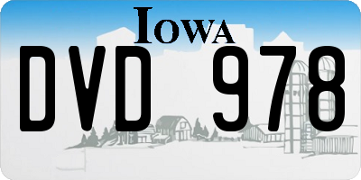 IA license plate DVD978