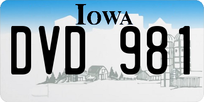 IA license plate DVD981
