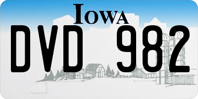 IA license plate DVD982