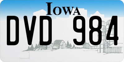 IA license plate DVD984